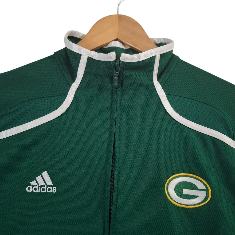 Adidas Green Bay Packers Climalite Track Jacket Mens Medium Green White Full Zip